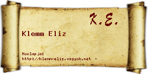 Klemm Eliz névjegykártya